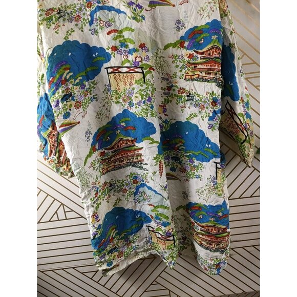 Made In Japan Open Front Kimono Scenery Beautiful Pocket - Picture 10 of 11